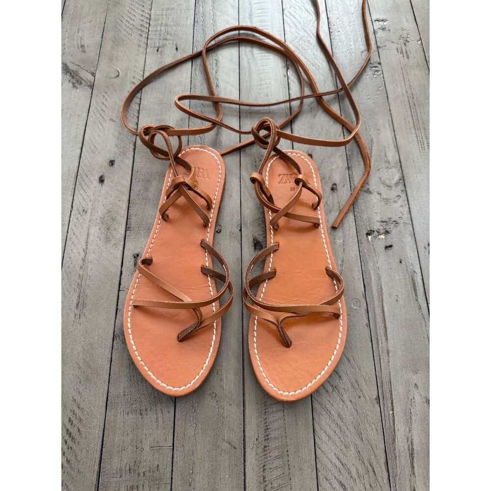 Zara Tan Strappy Sandals - Picture 2 of 6